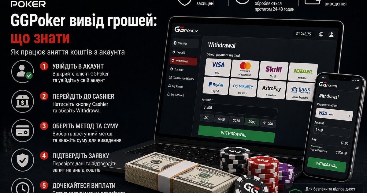 GGPoker вивід грошей: як працює зняття коштів з акаунта